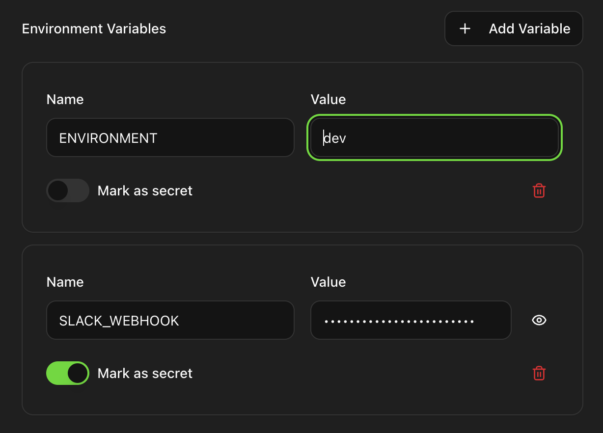 ETLR Environment Variables UI